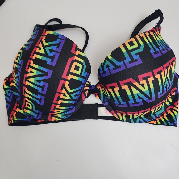 PINK Victoria's Secret Other - PINK LOT OF‎ 2  Bras Rainbow Logo And Floral B&W